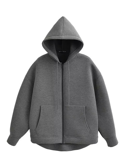 Holly Women's Winter Coat | Grey Long Zipper with Hood, Comfortable and Stylish 2