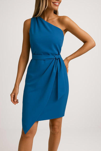 ISABELLA – One-Shoulder Summer Dress with Waistband for Women 3
