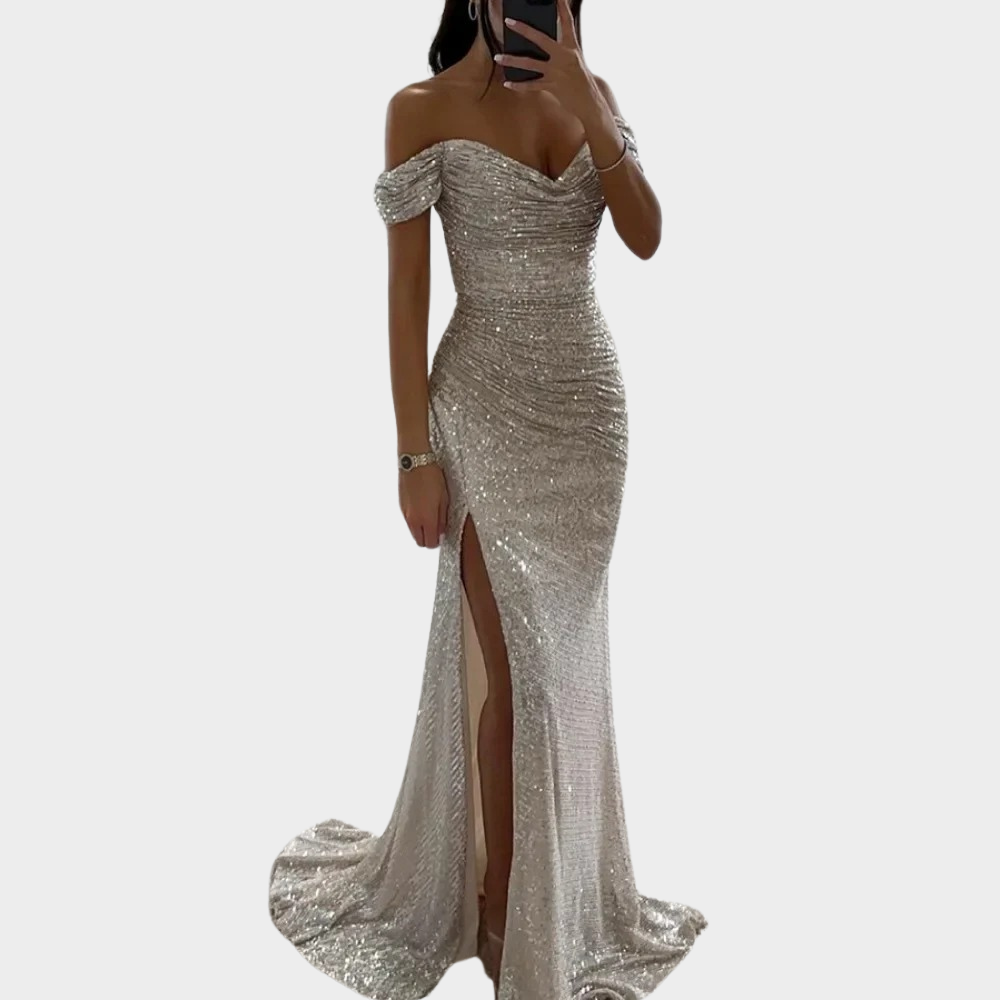 ISABELLE | Long Evening Dress with Slit for Wedding Guests 3