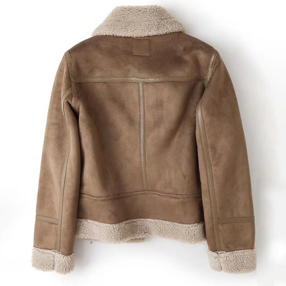 Jade Women's Jacket | Black Leather with Sherpa Lining, Edgy and Elegant 1