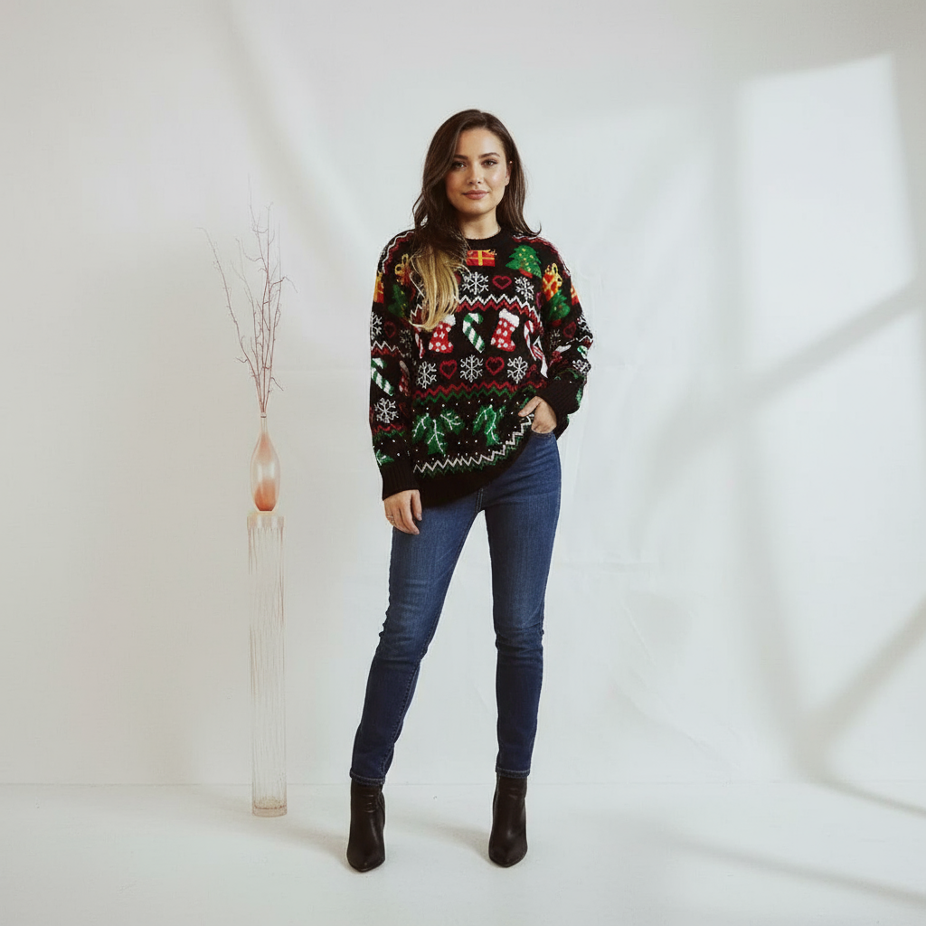 Kira Women's Christmas Sweater | Soft Acrylic, Comfortable Fit 4