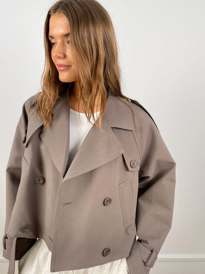 Kira Women's Trench Coat | Short Lightweight, Elegant Fit in Green 1