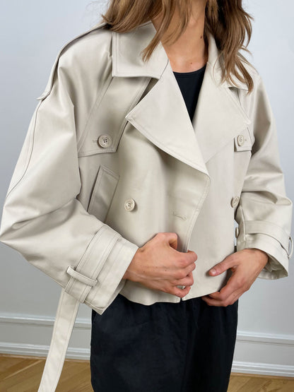 Kira Women's Trench Coat | Short Lightweight, Elegant Fit in Green 3
