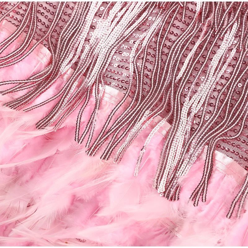 LÉONA | Cocktail dress with sequins and feather accents 8