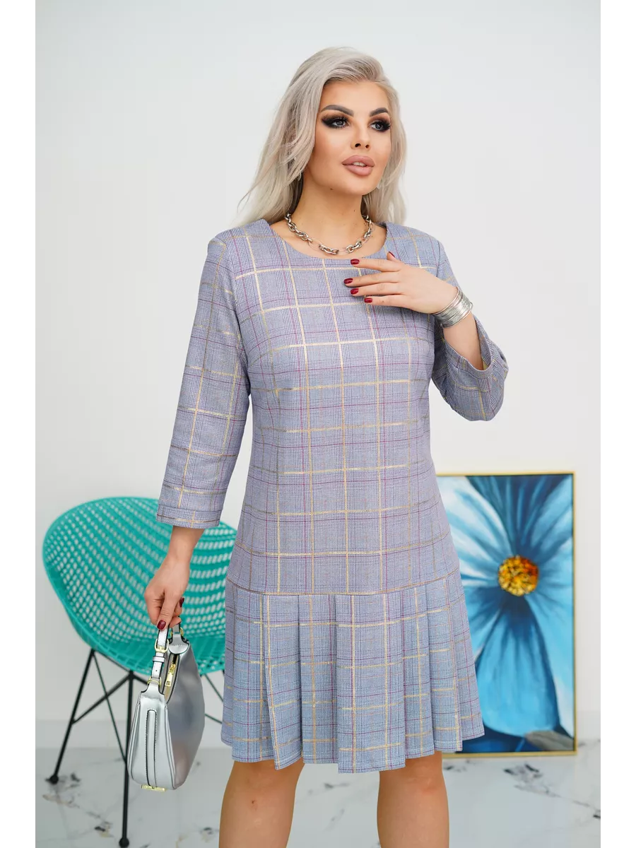 LISETTE | Checked A-line dress with charming pleats 0