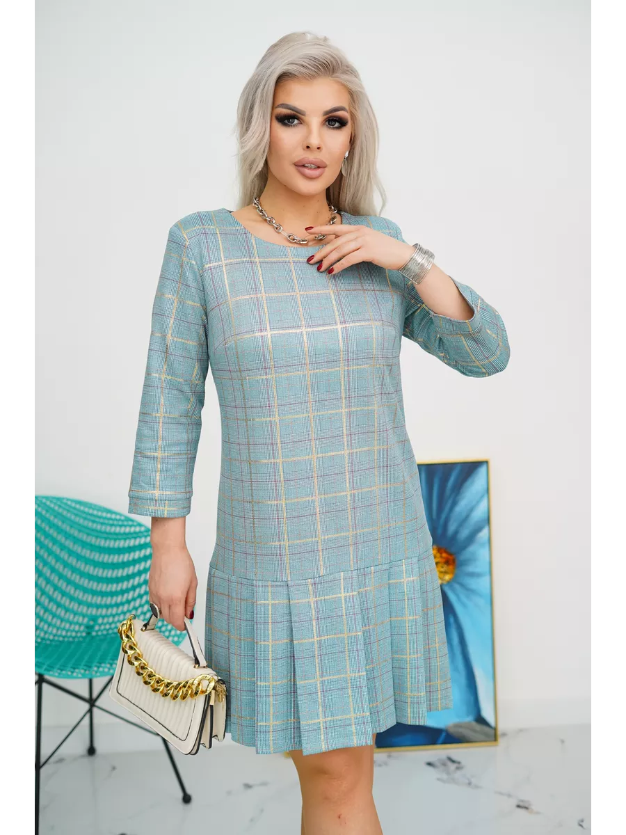 LISETTE | Checked A-line dress with charming pleats 1