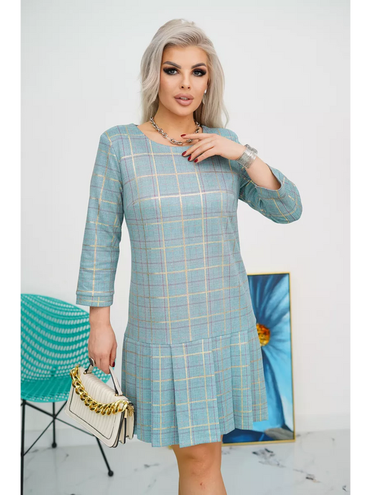 LISETTE | Checked A-line dress with charming pleats 1