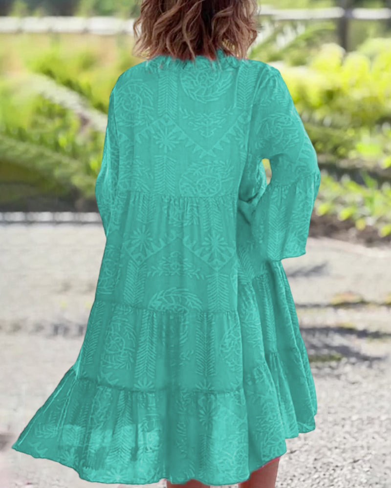 LIVIA | Boho Dress with Three-Quarter Sleeves and Geometric Print 7