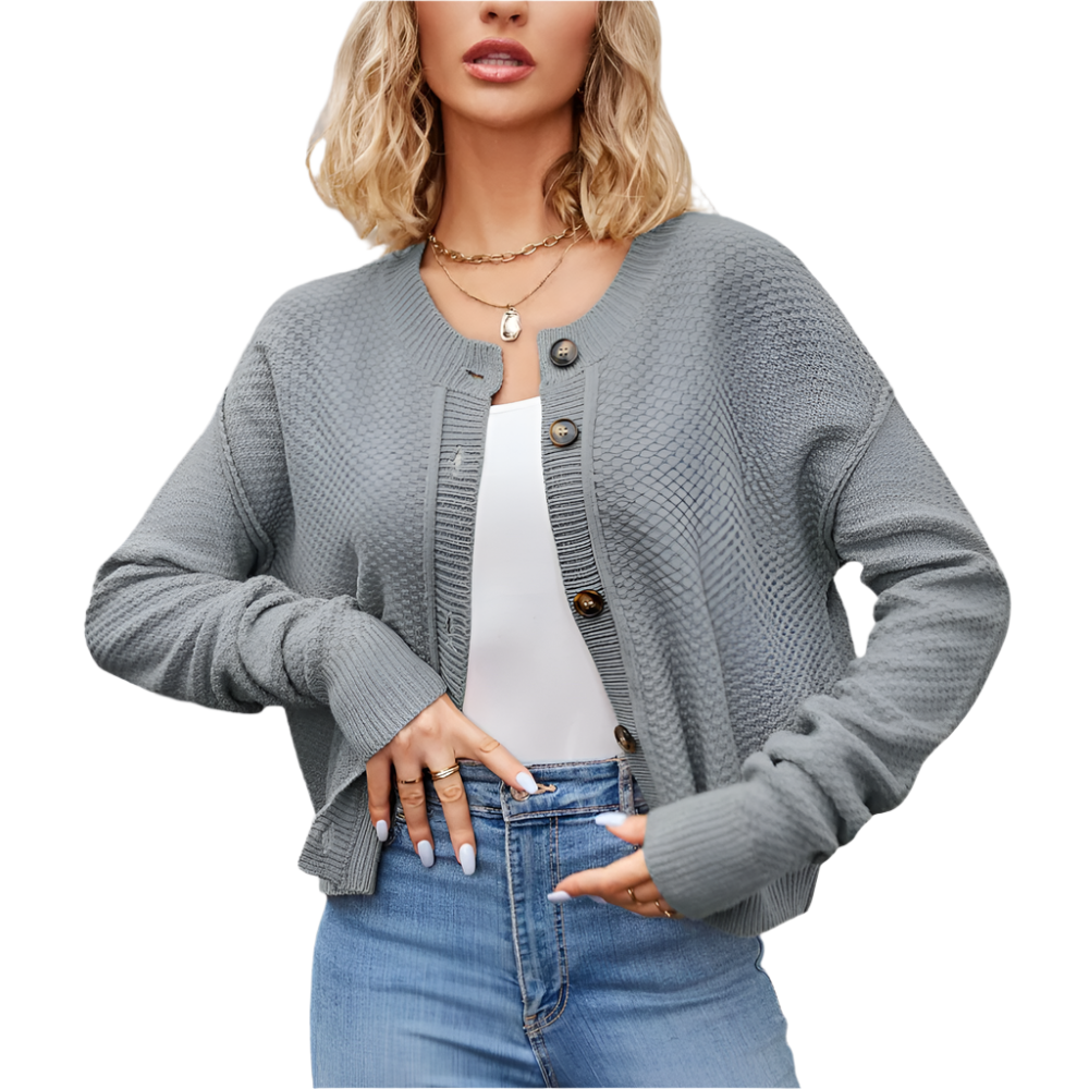 LOÏSE | Knitted cardigan with chunky buttons and a relaxed fit 3
