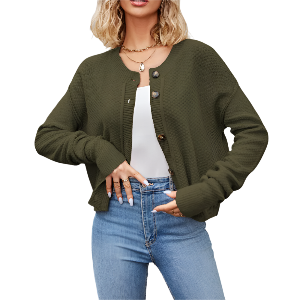 LOÏSE | Knitted cardigan with chunky buttons and a relaxed fit 4