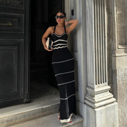 LUNAYA | Boho Maxi Dress with Crochet Details and Striped Design 5