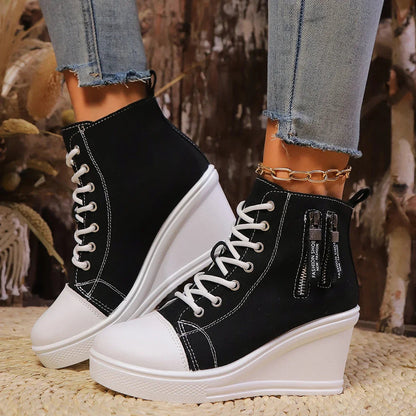 LYZANE | Elegant wedge sneaker with zip and hidden heel 5