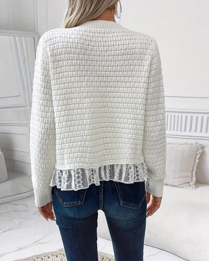 Lina Women's Sweater | Long Sleeves with Lace Panels 3