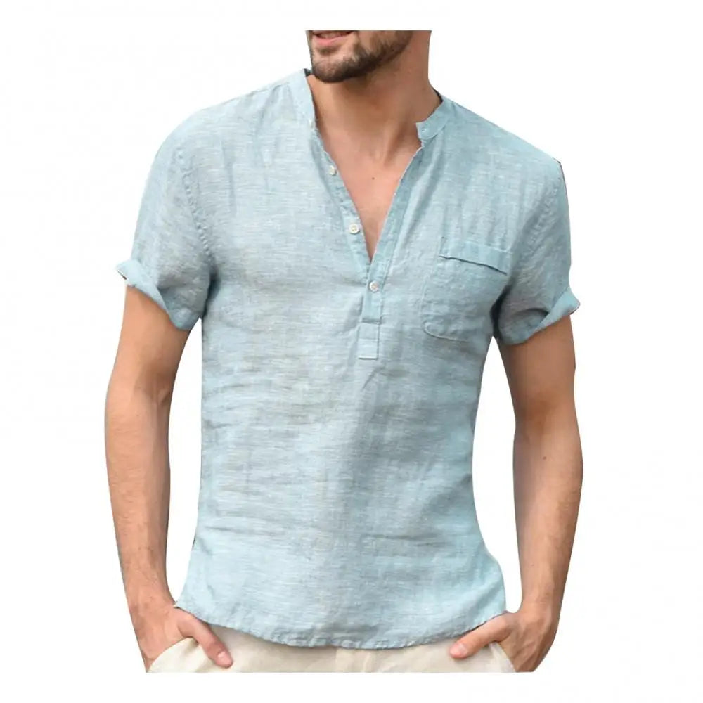 Lina Women's T-Shirt | Airy Linen, Chic V-Neck with Chest Pocket 4