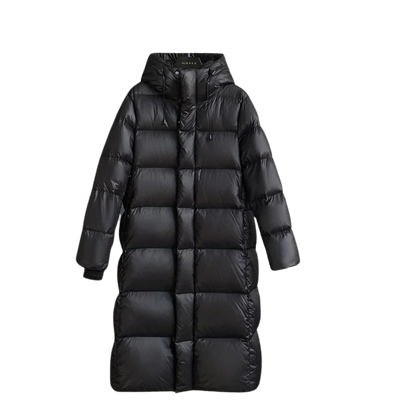 Lira Women's Down Jacket | Long Thick Winter Coat with Luxurious Gold Details 0