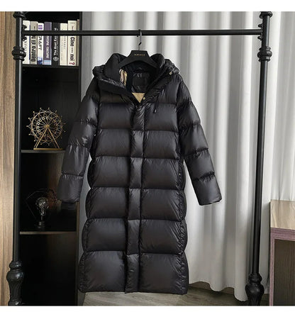 Lira Women's Down Jacket | Long Thick Winter Coat with Luxurious Gold Details 3