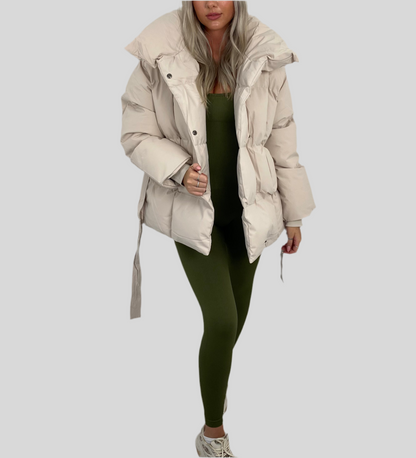 Livia Women's Coat | Cropped Puffer with Belt, Trendy Design 4