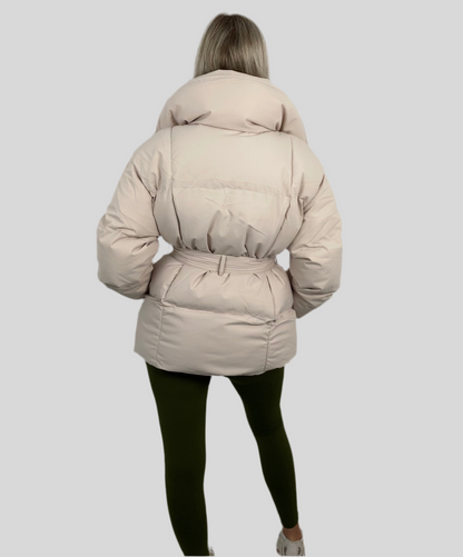 Livia Women's Coat | Cropped Puffer with Belt, Trendy Design 5