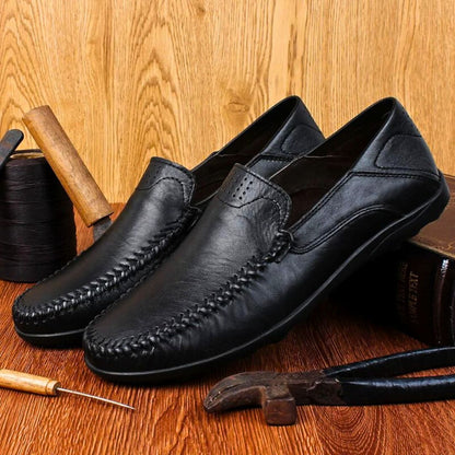 Loren Men's Loafers | Lightweight Black Leather, Casual Comfort 3