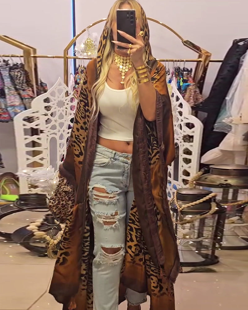 Luna Batwing Sleeve Coat | Leopard Print 1