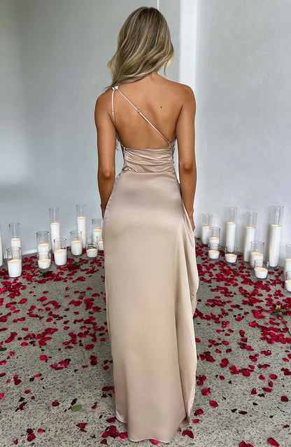 Luxury One-Shoulder Split Dress 5