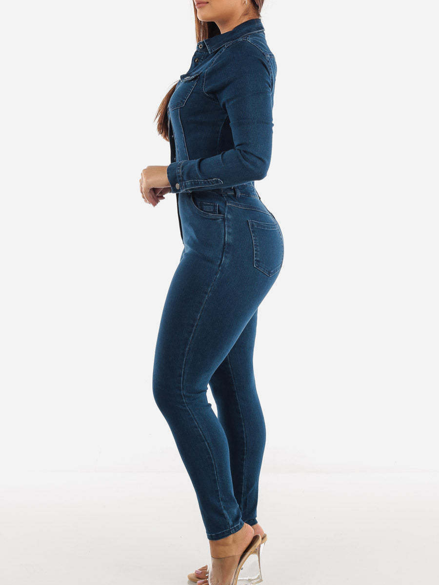 MADELEINE | Dark Grey Denim Jumpsuit with Belt 2