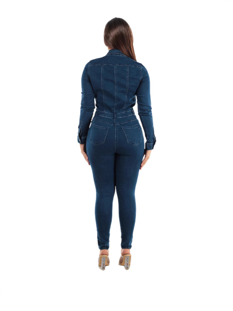 MADELEINE | Dark Grey Denim Jumpsuit with Belt 3