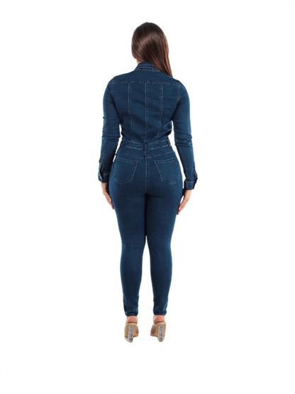 MADELEINE | Dark Grey Denim Jumpsuit with Belt 3