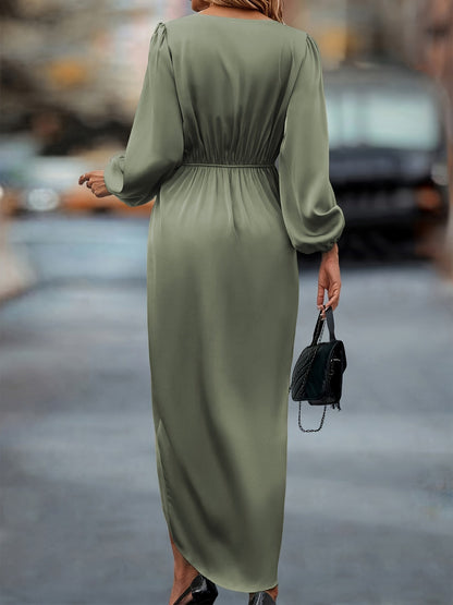 MADELINA | Satin Dress with Long Sleeves for Wedding Guests 5