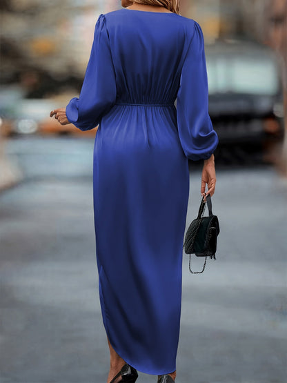 MADELINA | Satin Dress with Long Sleeves for Wedding Guests 7