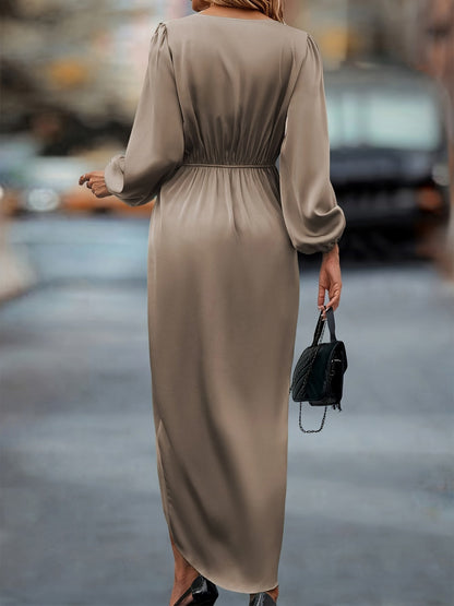 MADELINA | Satin Dress with Long Sleeves for Wedding Guests 8
