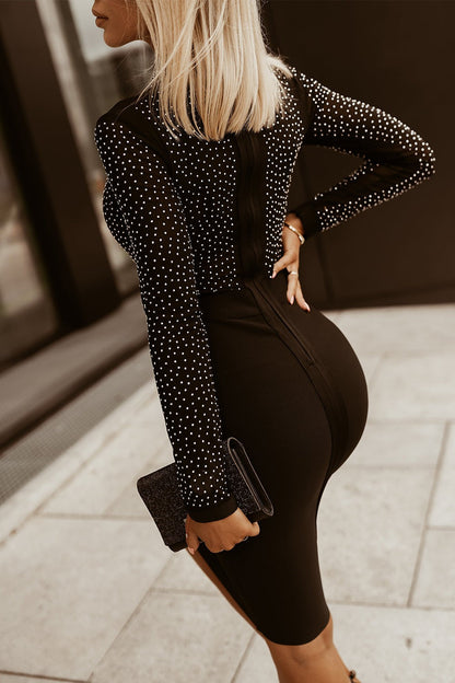 MAISYN | Black midi evening dress with refined details 5