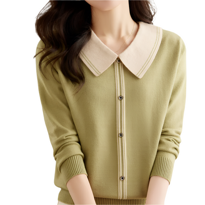 MAREN | Elegant knitted sweater with contrasting collar 0