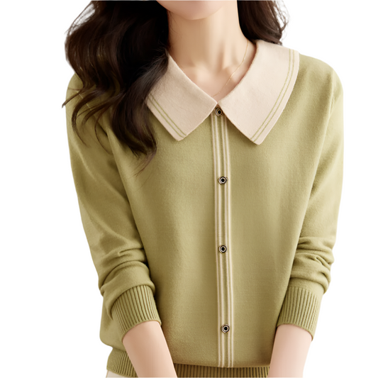 MAREN | Elegant knitted sweater with contrasting collar 0