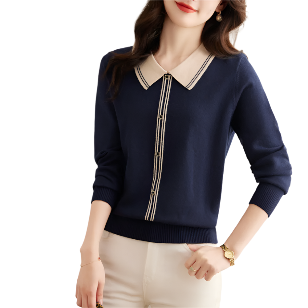 MAREN | Elegant knitted sweater with contrasting collar 6