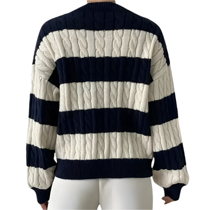 MAUDE | Cable-knit sweater with wide stripes 2