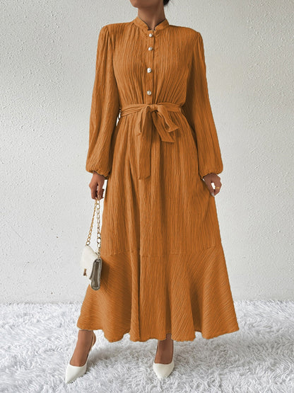 MAUREEN | Dress with Long Sleeves and Waist Accent 10