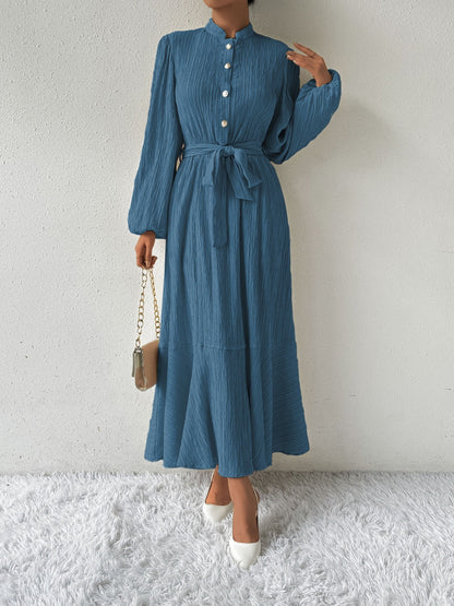 MAUREEN | Dress with Long Sleeves and Waist Accent 12