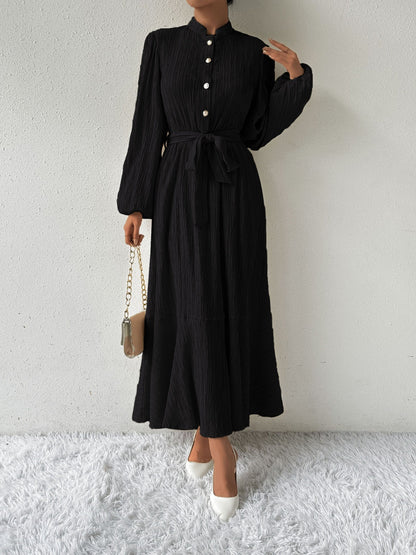 MAUREEN | Dress with Long Sleeves and Waist Accent 4