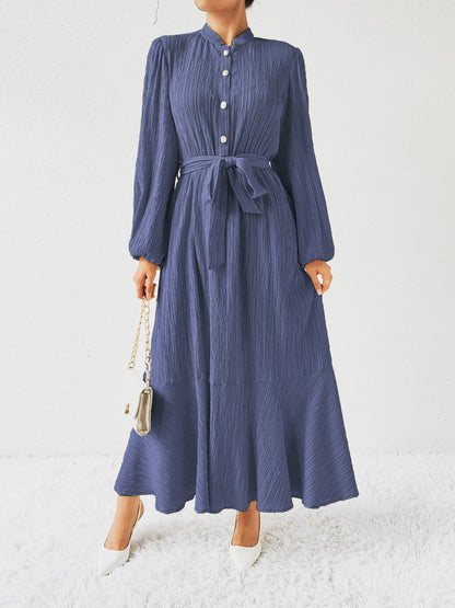 MAUREEN | Dress with Long Sleeves and Waist Accent 8