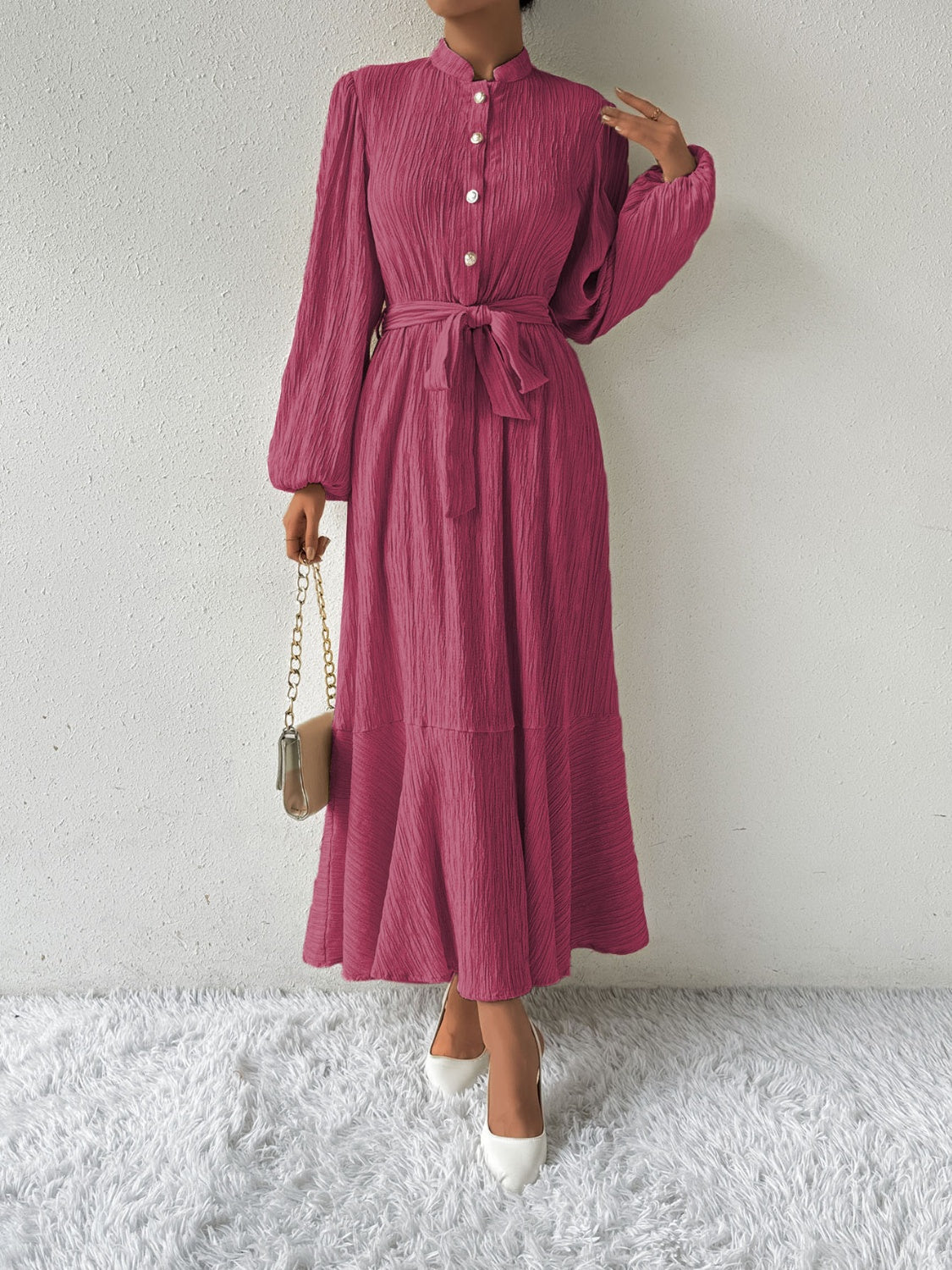 MAUREEN | Dress with Long Sleeves and Waist Accent 9