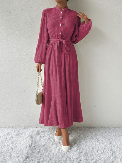 MAUREEN | Dress with Long Sleeves and Waist Accent 9