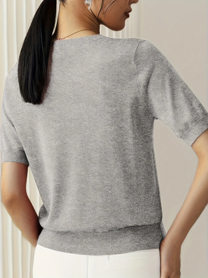MILENA | Fine-knit top with short sleeves and round neckline 3