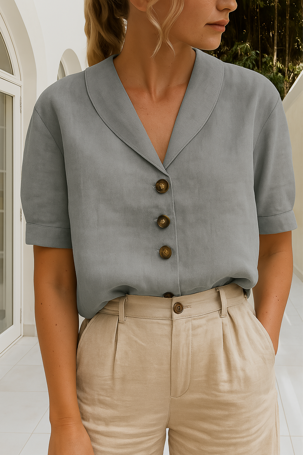 MIREYA | T-shirt with Button Details 2