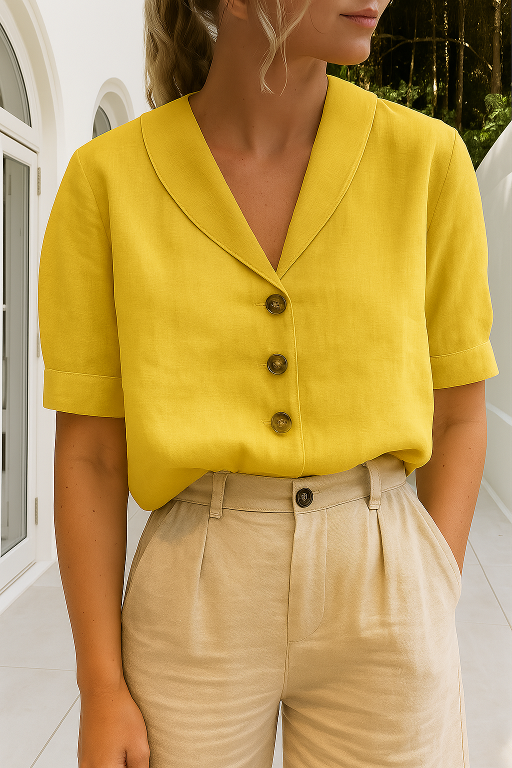 MIREYA | T-shirt with Button Details 3