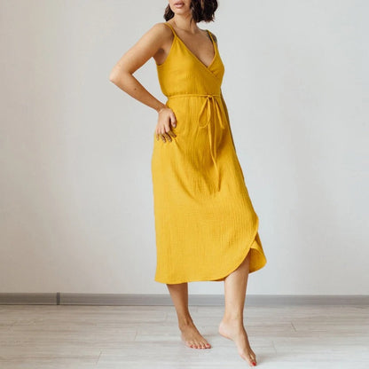 MOLLY | Sleeveless Crepe Summer Dress with V-neck 0