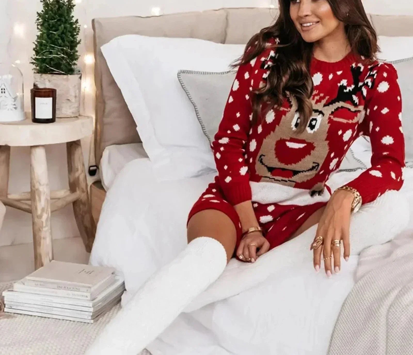 Mirella Ladies' Dress | Knitted Fabric, Festive Red 1