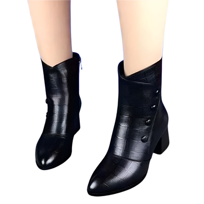 NAÏA | Elegant black ankle boots with button detail 0