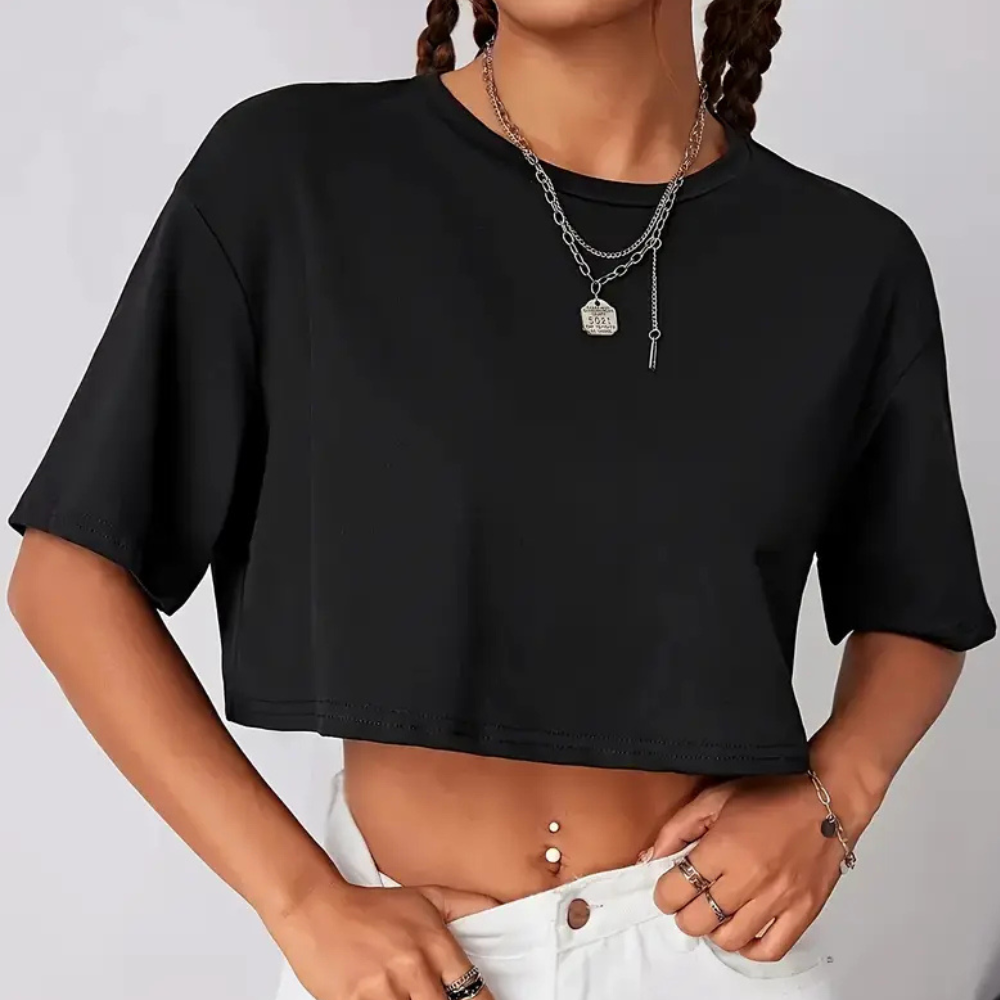 NAYLA | Cropped T-Shirt with Butterfly Print 0