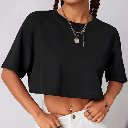 NAYLA | Cropped T-Shirt with Butterfly Print 0
